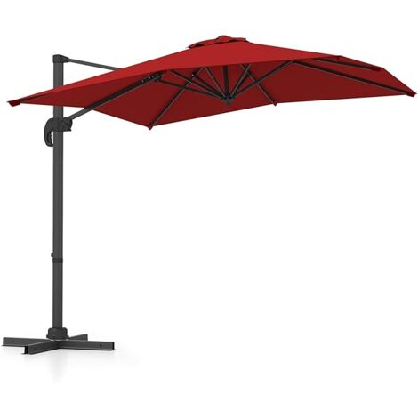 COSTWAY Ombrellone da Esterno con Base a Forma di X, Ombrellone Giardino Rotante a 360°, 5 Posizioni di Inclinazione Regolabili, 8 Stecche, Manovella, Palo in Alluminio, per Giardino Patio