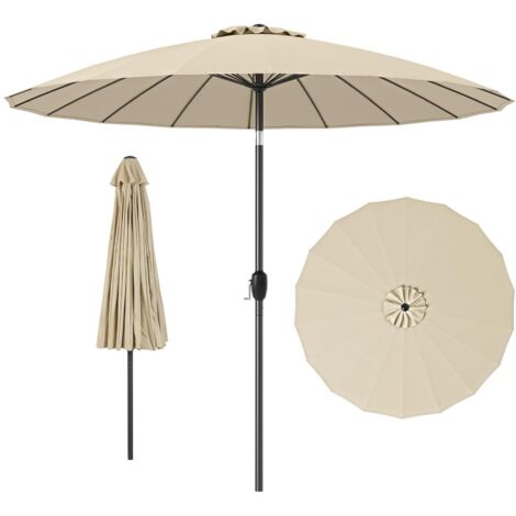 COSTWAY Ombrellone da Giardino 270 cm, Ombrellone Inclinazione Regolabile con 18 Stecche, Tettuccio Ventilato, Ombrellone Pighevole con Manovella, per Giardino Spiaggia