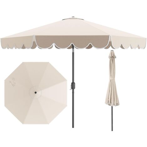 COSTWAY Ombrellone da Giardino 300 cm, Ombrellone Esterno con Manovella, Inclinazione Regolabile, Parasole Pieghevole con Doppio Tetto, 8 Stecche, per Giardino Piscina Patio (Beige)