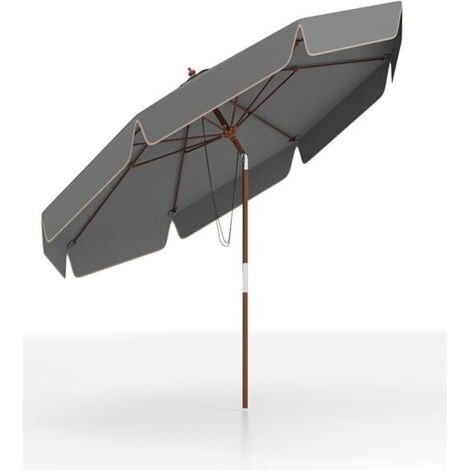 COSTWAY Ombrellone da Giardino 300 cm,Inclinazione Regolabile, 8 Stecche,Grigio