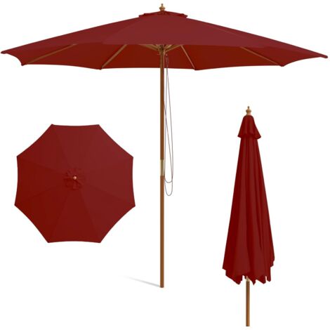 COSTWAY Ombrellone da Giardino 300 x 300 cm, Ombrellone Pieghevole con 8 Stecche di Bambù, 3 Altezze Regolabili, Ombrellone da Parasole Impermeabile, per Giardino Cortile Piscina (Rosso)