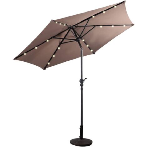 COSTWAY Ombrellone da Giardino con Led Luci Ø270 cm, Parasole da Esterno Ombrello da Spiaggia (marrone)