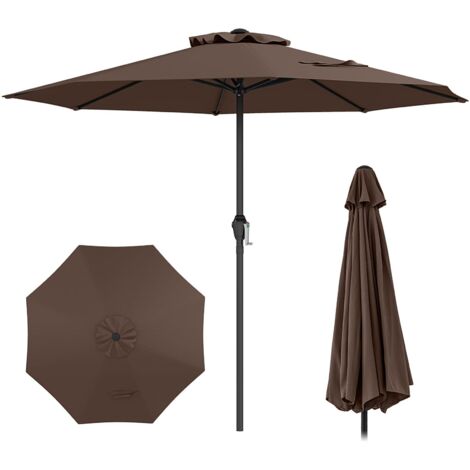 COSTWAY Ombrellone da Giardino da 260/360 cm, Ombrellone Parasole con Manovella, Ombrello da Spiaggia con 8 Stecche, per Cortile Piscina Giardino (Caffè,260 cm)