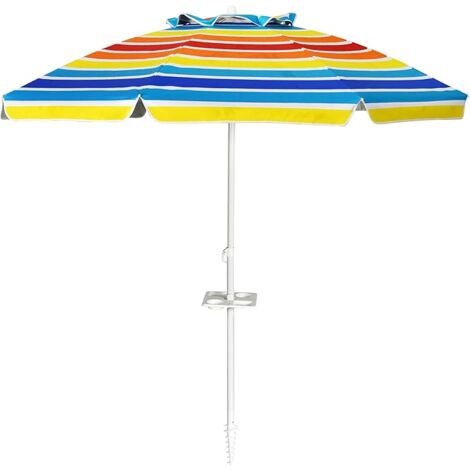 COSTWAY Ombrellone da Spiaggia 2,2 m, Ombrellone Tondo con Protezione Solare, Ombrellone Portabile con Borsa di Trasporto, Colorato