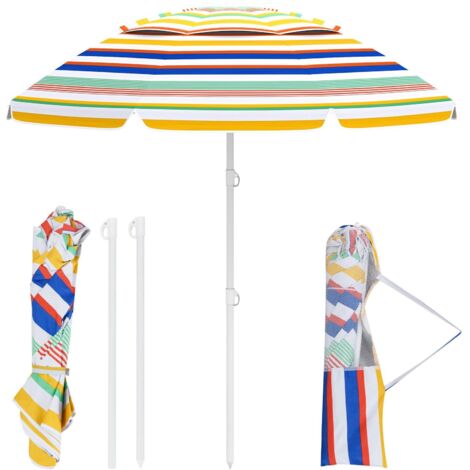 COSTWAY Ombrellone da Spiaggia da 179 cm, Protezione Solare, Ombrellone da Esterno Portatile con Inclinazione Regolabile, Borsa per il Trasporto, per Patio, Giardino, Cortile