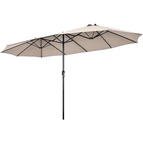 COSTWAY Ombrellone Doppio da Esterno, Ombrellone Ovale da Giardino, con Manovella, 460x270x245cm, Beige