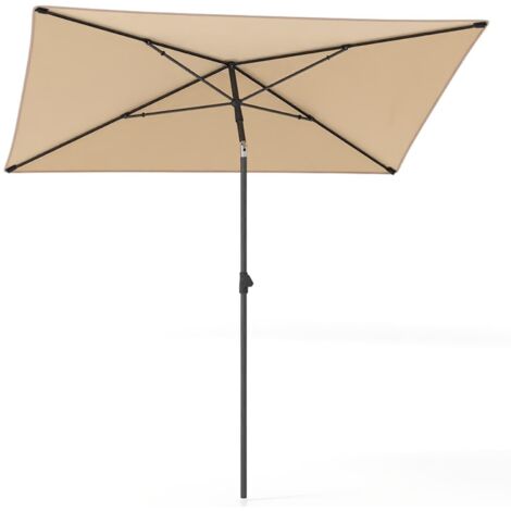 COSTWAY Ombrellone per Patio 213 X 140 cm, Ombrellone Rettangolare da Esterno con Inclinazione Regolabile, Borsa di Trasporto, Parasole Pieghevole per Veranda, Giardino, Piscina, Spiaggia (Beige)