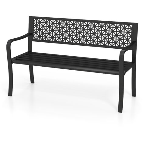 COSTWAY Outdoor 2-3-Person Patio Bench 127CM Garden Bench-Black