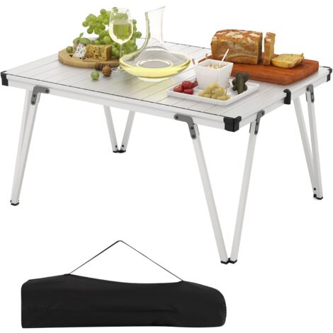 COSTWAY Outdoor Folding Camping Table Picnic Table w/ Storage Bag-Silver