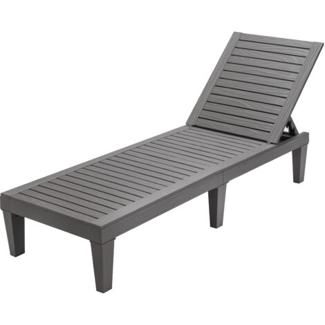 COSTWAY Outdoor Lounge Chair Weather Resistant Adjustable Recliner Gray