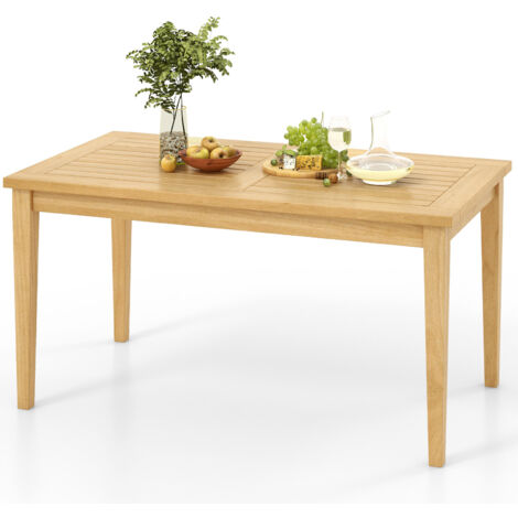 COSTWAY Outdoor Teak Wood Coffee Table Solid Wood Patio Side Table-Natural