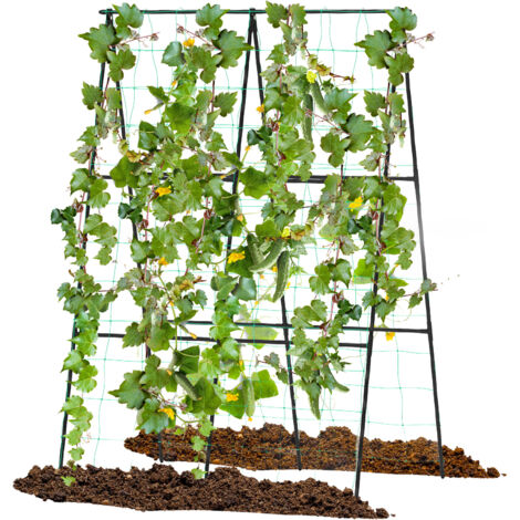 COSTWAY Outdoor Trellis Climbing Plants A-Frame Garden Trellis w/ Netting-Black