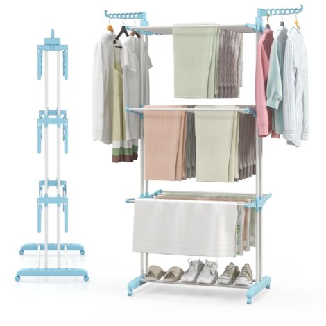 COSTWAY Oversized 4-Tier Collapsible Laundry Rack Foldable Clothes Drying Rack