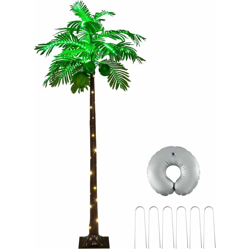 COSTWAY Palmier Artificiel Eclairé à LED de 180 CM, Palmier Tropical de Style Hawaïen avec 309 Lumières LED, Arbre de Festival Illuminé avec Sac
