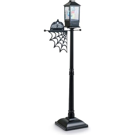 COSTWAY Palo della Lampada di Halloween Alto 155 cm, Decorazione per Halloween con Luci LED a 6 Colori, Musica ed Effetti Neve Nera, Zucca Fantasma e Ragnatela, per Cortile, Festa, Giardino, Prato