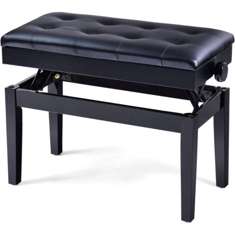 COSTWAY Panca per Pianoforte Imbottita Regolabile in Altezza, Panca per Pianoforte, Panca Imbottita per Pianoforte, Dimensioni:74 x 34 x (48,556,5) cm