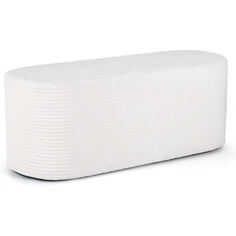 COSTWAY Panca Pouf Imbottita, Panchina 120 cm a Fine Letto con Tessuto Vellutato, Beige