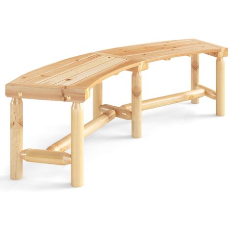 COSTWAY Panchina Curva da Patio, Panchina di Legno Massello per 2-3 Persone, Panca da Fuoco Senza Schienale per Esterni, Giardino e Bordo Piscina, Portata 360 kg (Naturale)