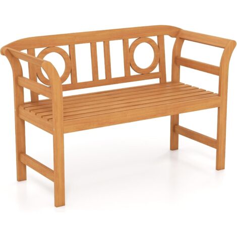 COSTWAY Panchina da Giardino in Legno di Acacia,Portata 360 kg,2 Persone，per Portico,Stile 3