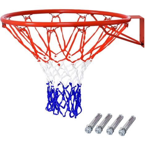 COSTWAY Panier de Basket Anneau Suspendu de Basket-Ball avec Filet Fixation au Murale en Acier Intérieur/Extérieur Diamètre du Anneau : 46 CM Convient aux Adultes et aux Enfants