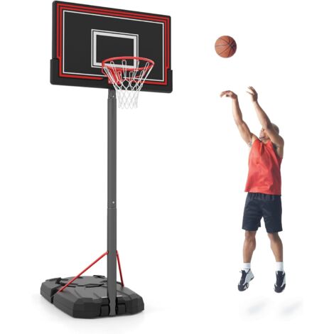 COSTWAY Panier de Basket-Ball Hauteur Réglable 230-305 cm, Support de Basketball Mobile avec Panneau Arrière Incassable de 110 cm Panneau Base Remplissable et Roues, pour Enfants Adultes