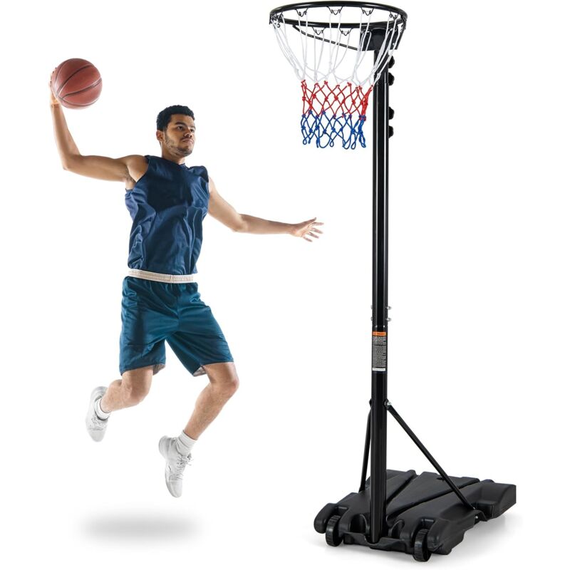 Panier de Basket-Ball Hauteur Réglable 260-305cm, Support de Basketball Mobile avec Base Rechargeable 2 Roues Jante et Poteau Résistants aux