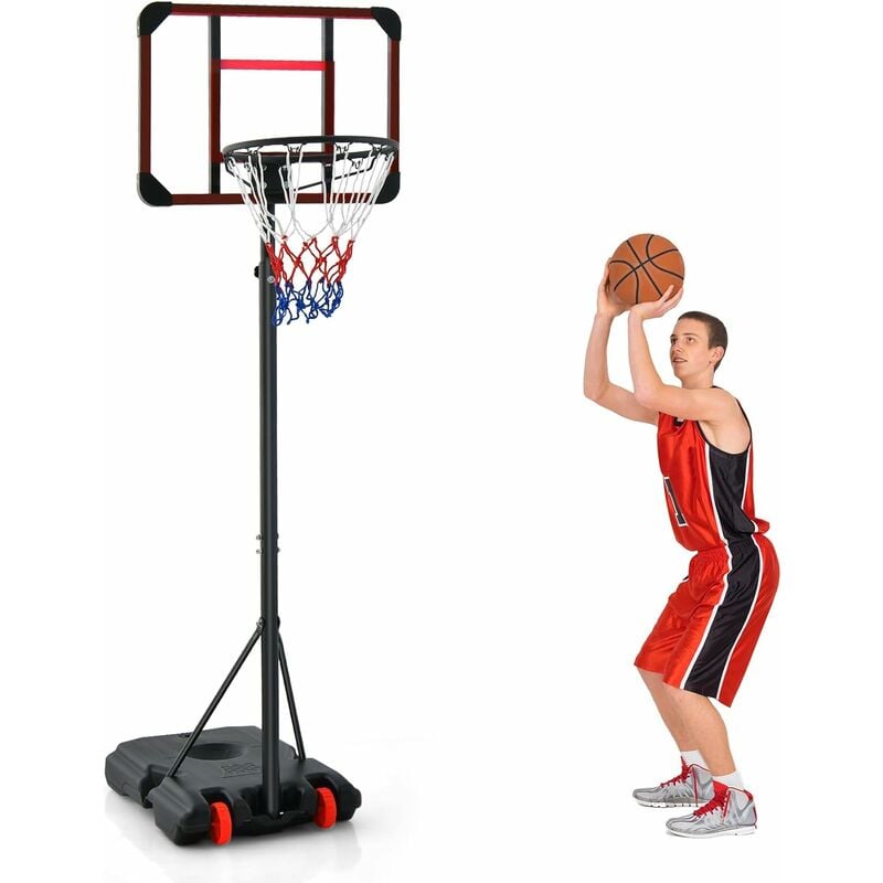 Costway - Panier de Basket-Ball sur Pied, Ensemble de Basketball Portable avec Rangement pour Ball et Roues, Exterieur Interieur pour Enfants/Adultes