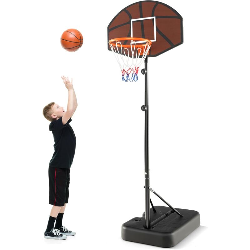 Panier de Basket-Ball sur Pied Hauteur Réglable 172-200cm, Support de Basketball Mobile avec Base Remplissable Panneau Incassable, Intérieur et