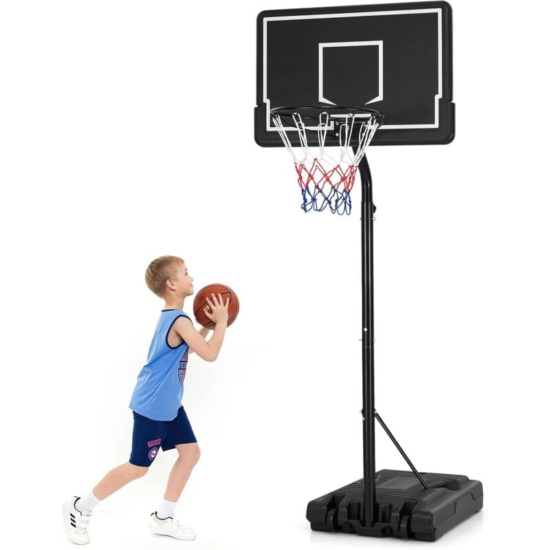 Panier de Basket-Ball sur Pied Hauteur Réglable 210-260cm, Support de Basketball Mobile avec Base Remplissable Panneau Arrière en pc et Roues, pour