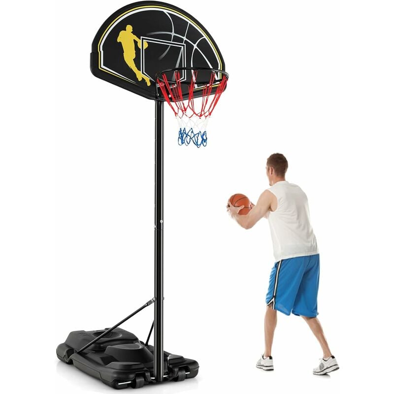 Costway - Panier de Basket-Ball sur Pieds avec Hauteur Réglable 130-305cm, Support de Basket Portable avec Roues et Base Rechargeable, Résistant aux