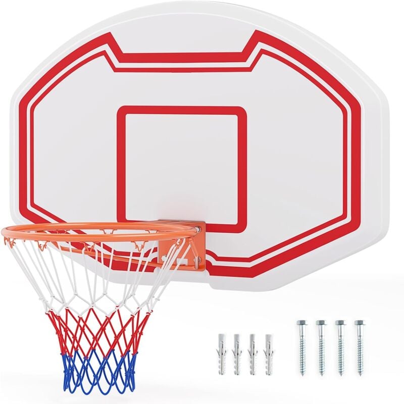 Panier de Basket Mural 45 cm avec Panneau Incassable, Panier Basket-Ball avec Filet Anti-Déchirure pour Enfants Adolescents Adultes