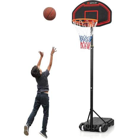Costway – Panier de basket sur pied hauteur réglable 192–247 cm – Acier résistant aux intempéries – Panneau incassable – Support portable sur roulettes