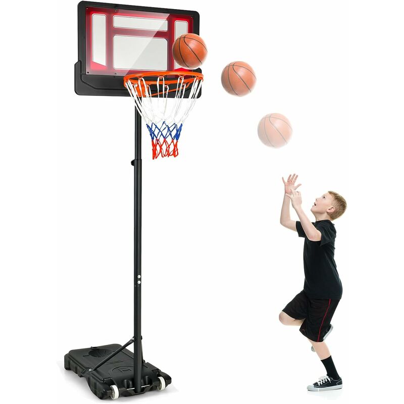 Costway - Panier de Basketball sur Pieds avec Hauteur Réglable 90-210 cm, Support de Basket Portable à roulettes avec Panneau en pe, Intérieur &