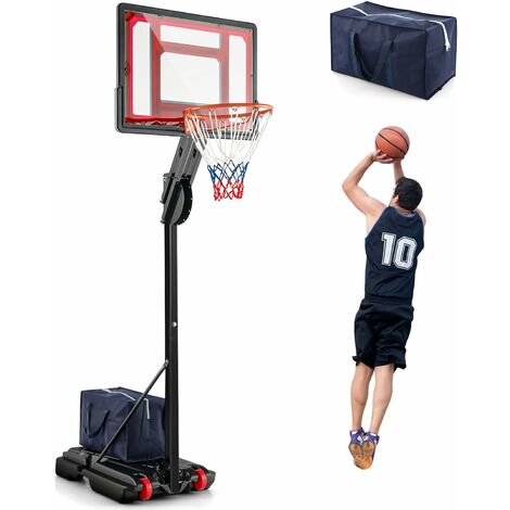 COSTWAY Panier de Basketball sur Pieds Hauteur Réglable de 1,55 à 3,1 m, Support de Basketball Portable avec Panneau Arrière en Pet, Base Stable, Intérieur Extérieur