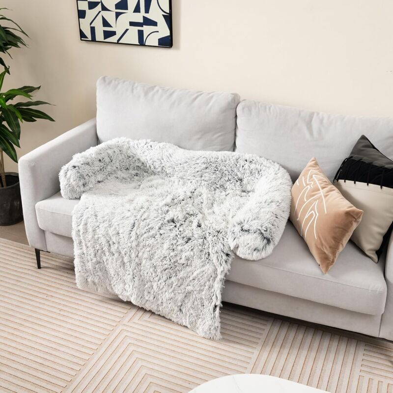 Panier pour Chien en Peluche, Tapis Peluché pour Chien Amovible et Lavable, Couverture de Protection Antidérapante pour Chien de Différente Taille,