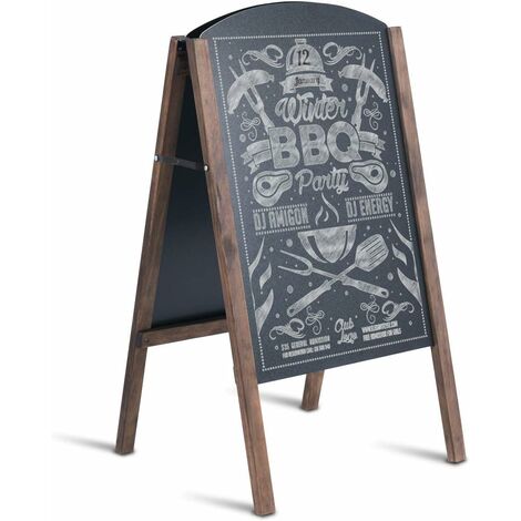 Costway – Panneau d'affichage sur pied 45 x 41 cm – Bois de pin massif – Surface d'écriture double face – Antidérapant – Pour restaurants et cafés - MENU 45 X