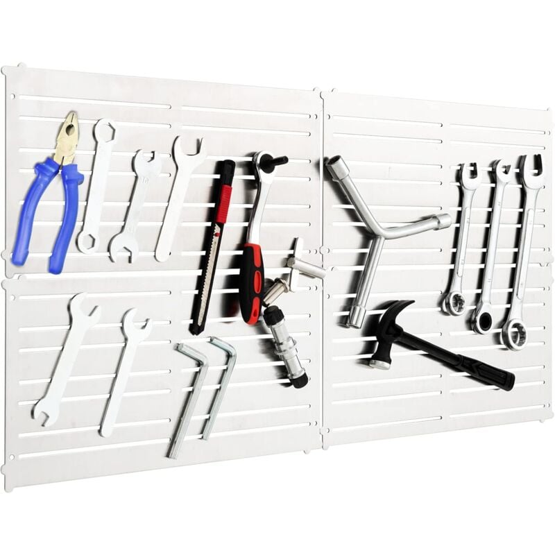 Panneau Mural Porte-Outils Lot de 4 avec 32 Bandes Magnétiques Puissantes, Système de Rangement Mural pour Outils Peu Encombrants, pour Atelier