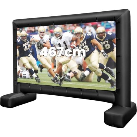 COSTWAY Pantalla Inflable para Proyector 16:9, Soplador de Aire, Pantalla de Proyector de Cine Inflable Proyección Frontal y Trasera, Bolsa de Transporte y Estacas de Suelo (317 x 179 cm)