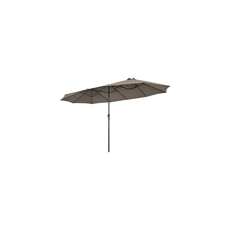 Parasol de Jardin Double 470 x 280 cm, Parasol Droit Rectangulaire Extra Large avec Évents et Manivelle, Parasol Jumeau Grande Taille xxl avec Cadre