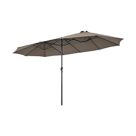 COSTWAY Parasol de Jardin Double 470 x 280 CM, Parasol Droit Rectangulaire Extra Large avec Évents et Manivelle, Parasol Jumeau Grande Taille XXL avec Cadre Métallique, pour Patio, Cour, Marché(Brun)
