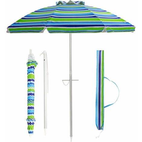 Costway – Parasol de plage inclinable Ø198 cm – Protection UV 50+ – Mât en aluminium – Sac de transport inclus – Pour patios et jardins