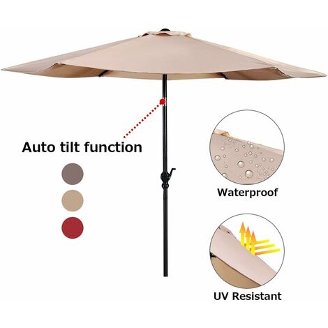 Costway – Parasol déporté inclinable 2,7m – Tissu polyester hydrofuge et anti-UV – Mât et baleines en fer pour stabilité – Hauteur et angle réglables