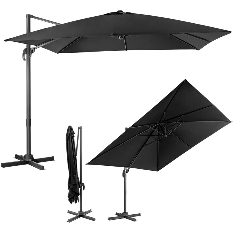 Costway - Parasol Déporté Pliable, Parasol de Jardin Extérieur ø 3M, 3 Réglages d'Inclinaison Rotation à 360°, avec Base Croisée, Protection uv,