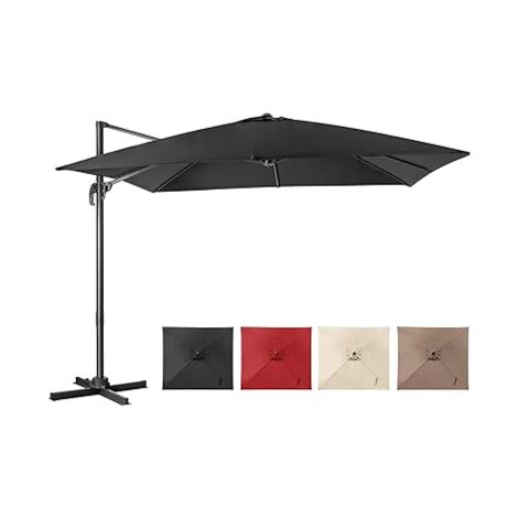 COSTWAY Parasol Déporté Pliable, Parasol de Jardin Extérieur Ø 3M, 3 Réglages d'Inclinaison Rotation à 360°, avec Base Croisée, Protection UV, Event pour Jardin, Terrasse