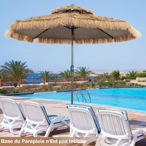 Costway – Parasol droit hawaïen 2,65 m – Toit ventilé double – Inclinaison 0-30° – 8 baleines en acier – Mât en acier enduit de poudre