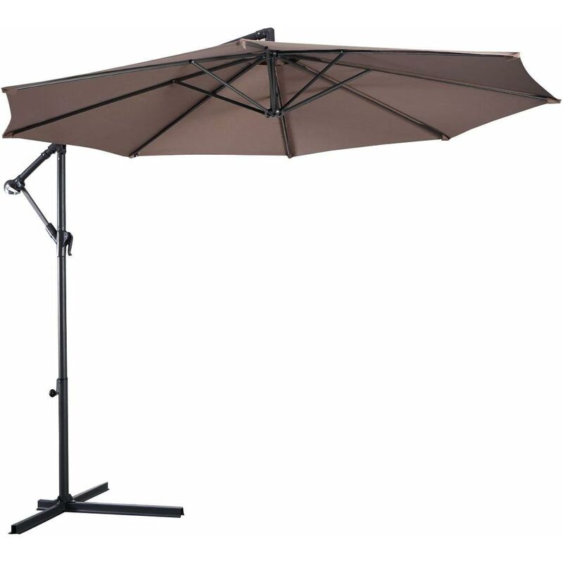 3M Parasol de Jardin/Parasol Inclinable Déporté en Métal Toile Polyester Imperméable Anti-UV Ouvertures d'Aération pour Jardin, Marron - Costway