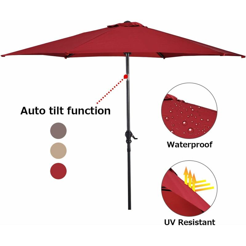 Parasol inclinable diamètre 3m en acier patio - Costway