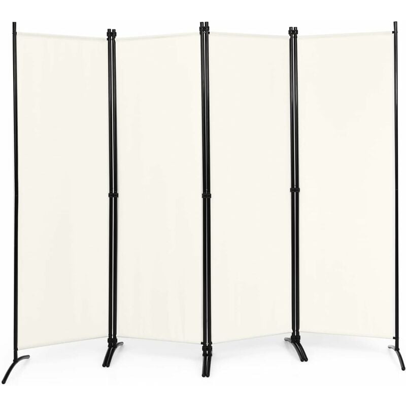 Paravent Intérieur à 4 Panneaux Pliable Détachables 220x173 cm/Cloison de Séparation Cadre en Fer Fibre de Polyester-Facile à Déplacer et à