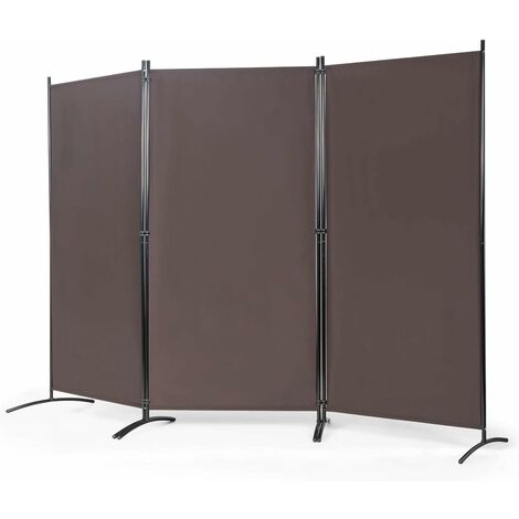 Costway – Paravent pliable 3 panneaux – Dimensions 260 x 183 cm – Tissu polyester résistant aux plis et moisissures – Pieds en arc pour stabilité
