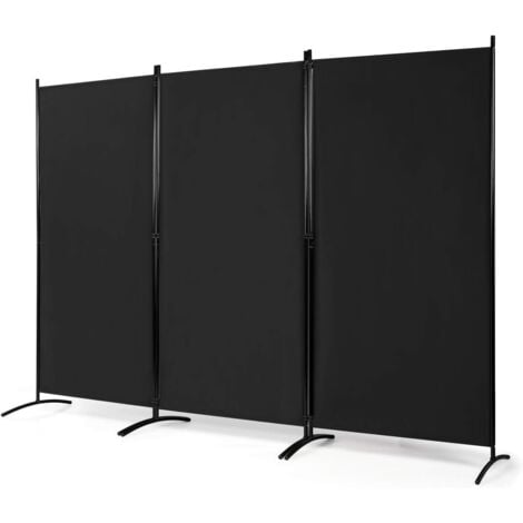 COSTWAY Paravent sur Pied 3 Panneaux Pliable,Brise Vue，Cloison de Séparation Pièce Protéger Privée, 260 x 183 CM Noir